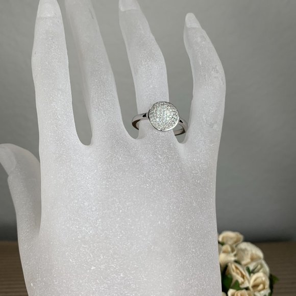 NEW Size 8 1/4 Pave Set CZ Cubic Zirconia Dome Ring in Sterling Silver - Picture 2 of 6